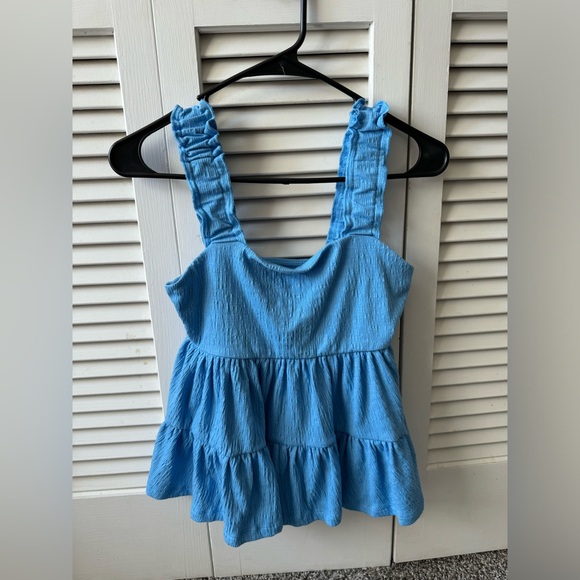 Blue Peplum Tank Top - Picture 1 of 2